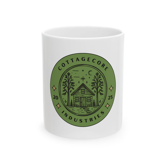 Cottagecore Mug — 'Cottagecore Industries' Rustic Cabin Ceramic Coffee Cup (11oz & 15oz)