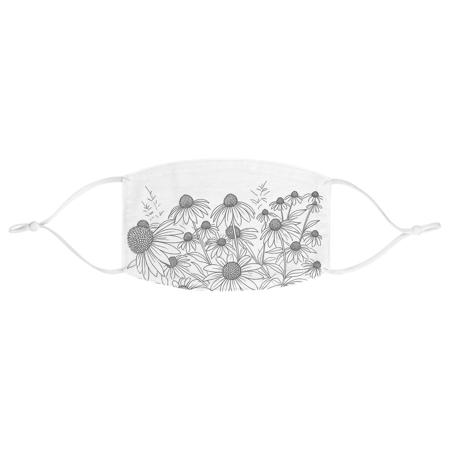 Floral Doodle Face Mask — Black & White Coneflower Garden Mask